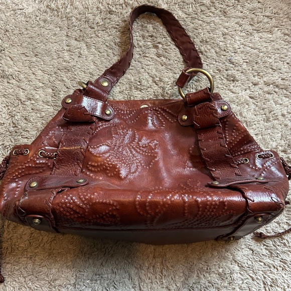 Kooba Mahogany Floral Imprint Patterned Purse Mildly Used - Picture 1 of 5